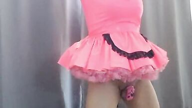 Sissy Candy locked on her dildo stand again - 5 image