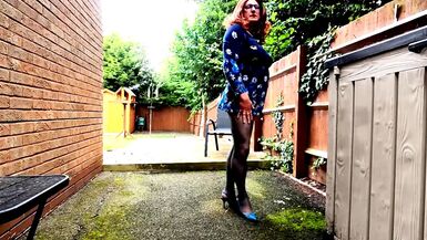 crossdresser kellycd2022 ruined  big cumshot by postie so continues with toy and cums twice into her seamless pantyhose - 1 image