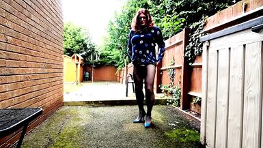 crossdresser kellycd2022 ruined  big cumshot by postie so continues with toy and cums twice into her seamless pantyhose - 2 image