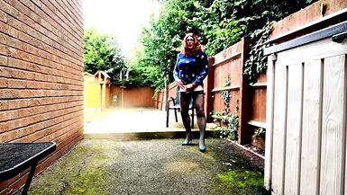 crossdresser kellycd2022 ruined  big cumshot by postie so continues with toy and cums twice into her seamless pantyhose - 5 image