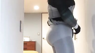 Julie (Camel toe, pantyhose, masturbation, upskirt, female mask, high heels, short skirt, blonde) - 10 image