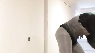 Julie (Camel toe, pantyhose, masturbation, upskirt, female mask, high heels, short skirt, blonde) - 15 image