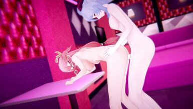 Genshin Impact - Futa Ganyu feet worship with Yae Miko - 12 image