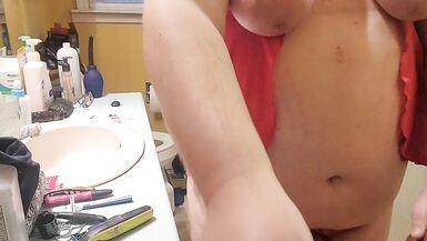 Big tittied sissy lingerie strip and dildo fuck - 5 image