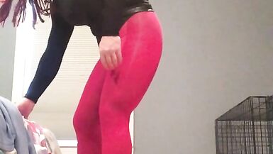 Hilda's disguise (female mask, mask, tights, trans, crossdress, high heels, short skirt, transform) - 11 image