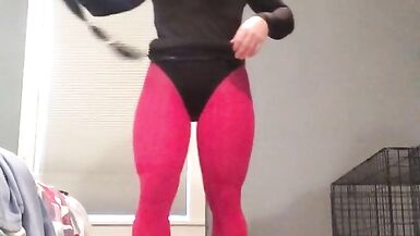 Hilda's disguise (female mask, mask, tights, trans, crossdress, high heels, short skirt, transform) - 12 image