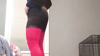 Hilda's disguise (female mask, mask, tights, trans, crossdress, high heels, short skirt, transform)