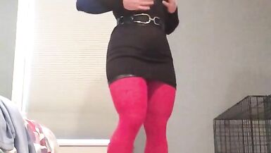 Hilda's disguise (female mask, mask, tights, trans, crossdress, high heels, short skirt, transform) - 9 image