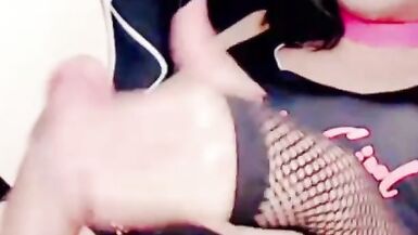 little slutty sissy cumming jerking again for daddy on cam - 6 image