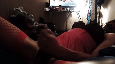 Crossdresser In red lingerie - 15 image