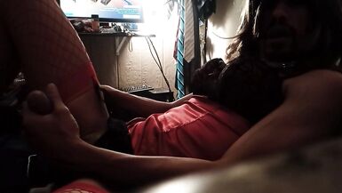 Crossdresser In red lingerie - 8 image