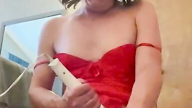 Dildos and vibrator play by horny cd milf - 14 image