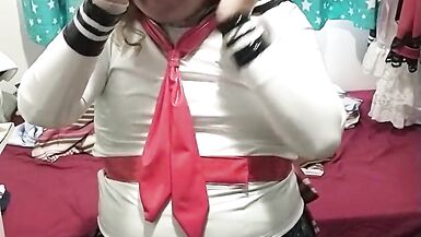 PVC Sissy School girl does breathplay latex mask gasmask Eva Helmet - 11 image