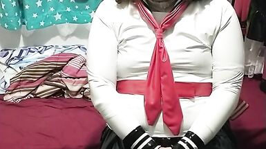 PVC Sissy School girl does breathplay latex mask gasmask Eva Helmet - 2 image