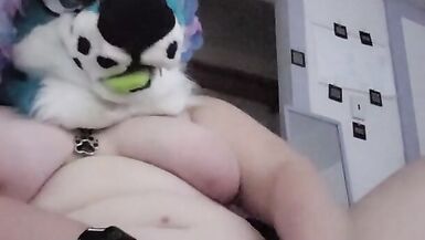 Fursuiter plays with his bad dragons and pets himself - 15 image