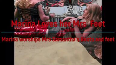 Marina loves Mrs Samantha's red boots and feet - 1 image