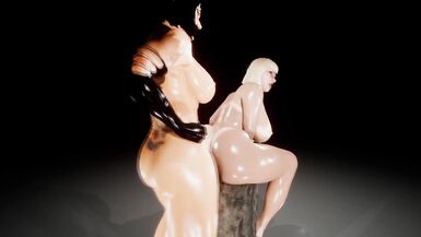 Futa fucks the hot blonde's ass 3D