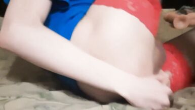 Crossdresser fucks herself with toy solo - 2 image