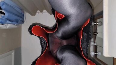 Black skirt with a red lining and pantyhose - 13 image