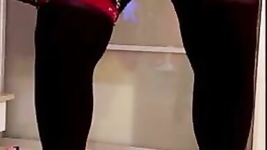 Sissy femboy cd tv Femdom Shemale Masturbation High Heels Red dress big tits big ass - 15 image