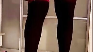 Sissy femboy cd tv Femdom Shemale Masturbation High Heels Red dress big tits big ass - 9 image