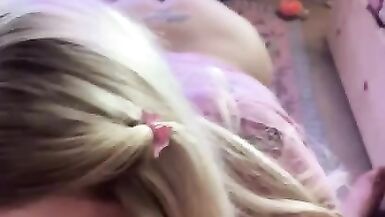 POV giggly tgirl cock sucking with cumshot - 4 image