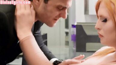 Busty redhead she MILF rimmed and barebacked in the office - 6 image