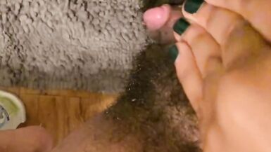 FTM plays with enlarged clit up close - 6 image