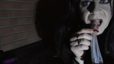 Trangirl's in Chastity Drink from her Condom in Public - 1 image