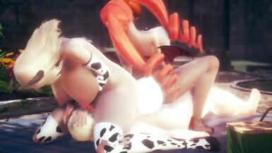 futa cerestia fucks demon and cowgirl