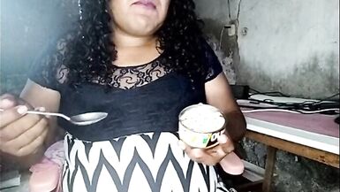 Nasty shemale Elizabeth eating her own cum with sausage, fat masochist and extreme - 12 image