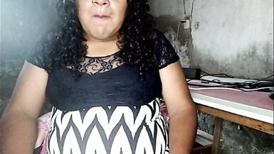 Nasty shemale Elizabeth eating her own cum with sausage, fat masochist and extreme