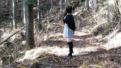 Cute exposed masturbation ejaculation in the backcountry of nature - 2 image