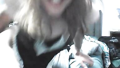 Allison Dresses wearing a cute romper, getting stretched and gaping while playing with her big dildo