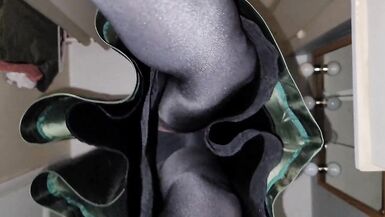Green satin skirt and black satin half slip - 13 image