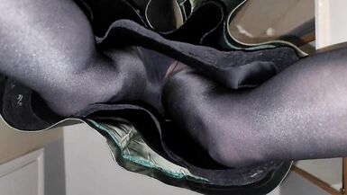 Green satin skirt and black satin half slip - 14 image