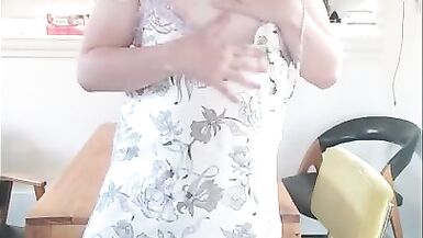 Horny femboy fucks himself with a dildo on the table - 2 image