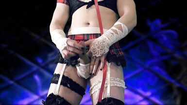 Femboy Cums to Caress A Hard Cock And Enjoys In A Red Collar ( sissy slut ) - 2 image