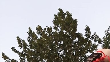 Hot t4t goth punk trans woman goes to the park with a big glass plug - 12 image