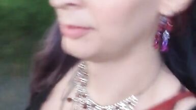 Hot t4t goth punk trans woman goes to the park with a big glass plug - 14 image