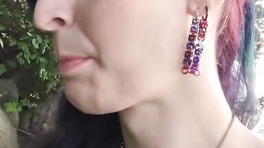 Hot t4t goth punk trans woman goes to the park with a big glass plug - 5 image