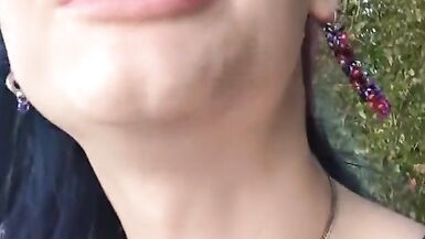 Hot t4t goth punk trans woman goes to the park with a big glass plug - 8 image