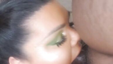 Thick BBC face fucks and cums in BBW Trans Kokoluv mouth! - 3 image