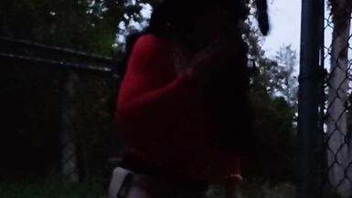 DeeDeeSlut Red Dress Outside Walk - 13 image