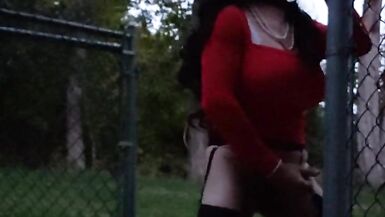 DeeDeeSlut Red Dress Outside Walk - 9 image