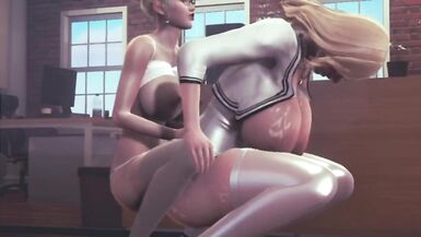 futa milf fucks coworker in the office