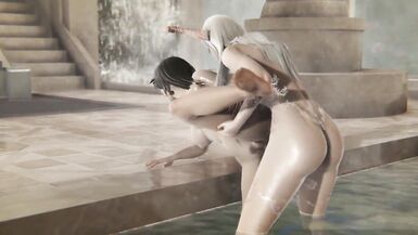 FFVIII Ultimecia futa x Rinoa asmr kisses and lesbian sex in spring water + tantric penetration - 13 image