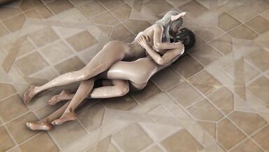 FFVIII Ultimecia futa x Rinoa asmr kisses and lesbian sex in spring water + tantric penetration - 4 image