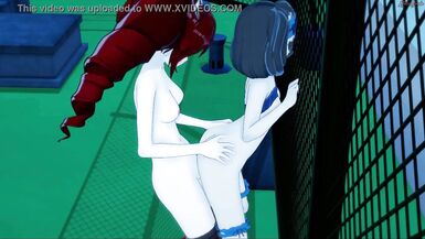 Futa Micha mouth fucks Garie and fucks her doggystyle againt a fence - Symphogear Futanari Hentai. - 9 image