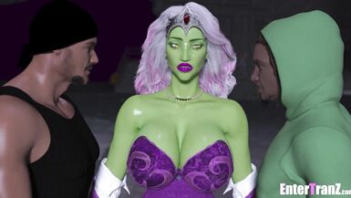 Horny thugs deep fuck a hostile Alien trans bitch - 3 image